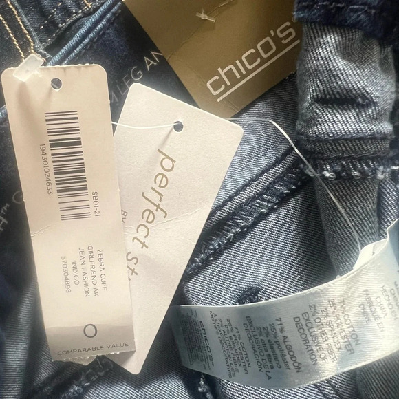 Chicos girlfriend ankle jeans zebra cuffs size 4 - Picture 5 of 6